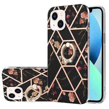 iPhone 15 Plus Marble Pattern IMD TPU-Suojakuori Rengaspidikkeellä