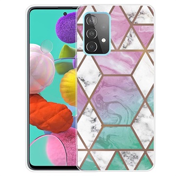 Marmorikuvioinen Samsung Galaxy A32 (4G) TPU-Kotelo - Pinkki / Syaani