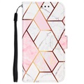 Marble Pattern Samsung Galaxy Xcover 5 Lompakkokotelo - Pinkki / Valkoinen