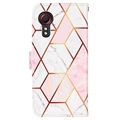 Marble Pattern Samsung Galaxy Xcover 5 Lompakkokotelo - Pinkki / Valkoinen