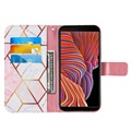 Marble Pattern Samsung Galaxy Xcover 5 Lompakkokotelo - Pinkki / Valkoinen
