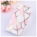 Marble Pattern Samsung Galaxy Xcover 5 Lompakkokotelo - Pinkki / Valkoinen