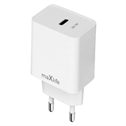 Maxlife MXTC-13 20W:n USB-C-laturi, PD/QC-pikalataus - valkoinen