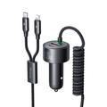 Mcdodo CC-037 120W kaksiliitäntäinen autolaturi USB-C- ja Lightning-kaapeleilla - musta