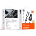 Mcdodo CC-037 120W kaksiliitäntäinen autolaturi USB-C- ja Lightning-kaapeleilla - musta