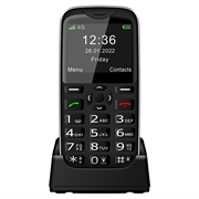 Melefon D210 4G Seniori Puhelin SOS:illa - Dual SIM - Musta