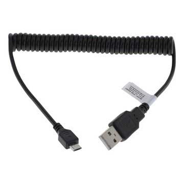 Micro USB Kierteinen Kaapeli - Musta - 0,5m-1,2m