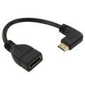 Mini HDMI - HDMI -kulmainen sovitinkaapeli - 15cm