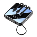 Mini Varavirtalähde 10000mAh - 2x USB, Lightning, USB-C, MicroUSB - Musta
