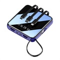Mini Varavirtalähde 10000mAh - 2x USB, Lightning, USB-C, MicroUSB - Sininen