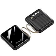 Mini Varavirtalähde 20000mAh - 2x USB, Lightning, USB-C, MicroUSB - Musta