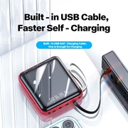 Mini Varavirtalähde 20000mAh - 2x USB, Lightning, USB-C, MicroUSB - Punainen