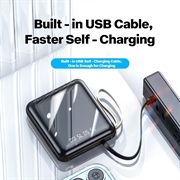 Mini Varavirtalähde 20000mAh - 2x USB, Lightning, USB-C, MicroUSB - Musta