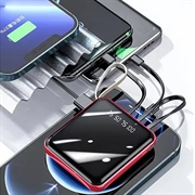 Mini Varavirtalähde 20000mAh - 2x USB, Lightning, USB-C, MicroUSB - Punainen