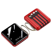 Mini Varavirtalähde 20000mAh - 2x USB, Lightning, USB-C, MicroUSB - Punainen