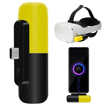 Mini USB-C Varavirtalähde Oculus Quest 2/Pico 4 - 3300mAh - Keltainen / Musta