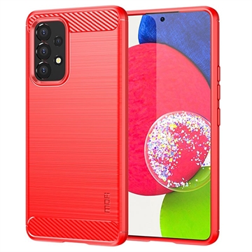 Samsung Galaxy A53 5G Mofi TPU Suojakuori - Hiilikuitu - Punainen