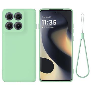 Motorola Edge (2025) Nestemäinen silikonikotelo käsihihnalla - vihreä