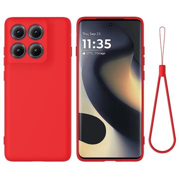 Motorola Edge (2025) Nestemäinen silikonikotelo käsihihnalla - punainen