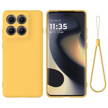 Motorola Edge (2025) Nestemäinen silikonikotelo käsihihnalla - keltainen