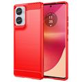 Motorola Edge 50 Fusion/G96 Harjattu TPU Suojakuori - Hiilikuitu - Punainen