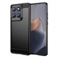 Motorola Edge 60/60 Fusion Harjattu TPU Suojakuori - Hiilikuitu - Musta