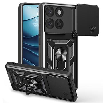 Motorola Edge 60 Fusion Pyörivä Rengashybridikotelo Kamerasuojalla - Musta