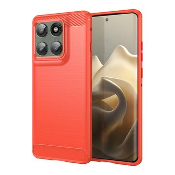 Motorola Edge 60 Pro/Edge (2025) Harjattu TPU Suojakuori - Hiilikuitu - punainen
