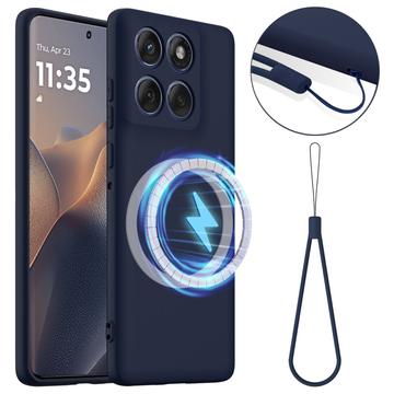 Motorola Edge 60 Pro Nestemäinen Silikoni Suojakuori - MagSafe-yhteensopiva - Tummansininen