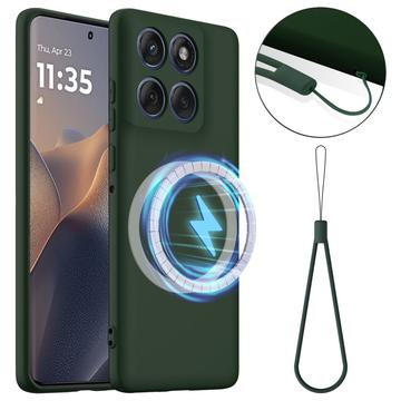 Motorola Edge 60 Pro Nestemäinen Silikoni Suojakuori - MagSafe-yhteensopiva - Tummanvihreä