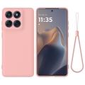 Motorola Edge 60 Pro Nestemäinen silikonikotelo käsihihnalla - Pinkki