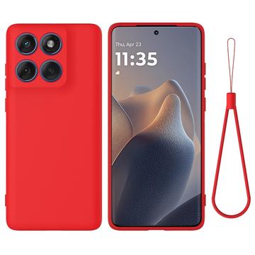 Motorola Edge 60 Pro Nestemäinen silikonikotelo käsihihnalla - punainen