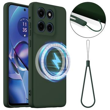 Motorola Edge 60 Stylus Nestemäinen Silikoni Suojakuori - MagSafe-yhteensopiva - Tummanvihreä