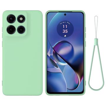 Motorola Edge 60 Stylus Nestemäinen silikonikotelo käsihihnalla - vihreä