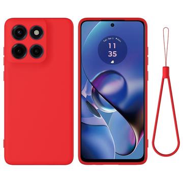 Motorola Edge 60 Stylus Nestemäinen silikonikotelo käsihihnalla - punainen