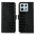 Motorola Edge 70 Max Crocodile Lompakkomallinen Nahkakotelo kanssa RFID - Musta