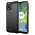 Motorola Moto E13 Harjattu TPU Suojakuori - Hiilikuitu - Musta