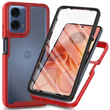 Motorola Moto E14/G24/G04/G04s 360 Suojaussarja Kotelo - Punainen / Selkeä
