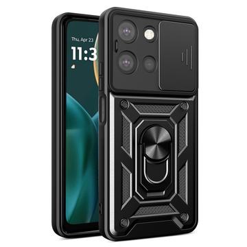 Motorola Moto G (2025) Pyörivä Rengashybridikotelo Kamerasuojalla - Musta