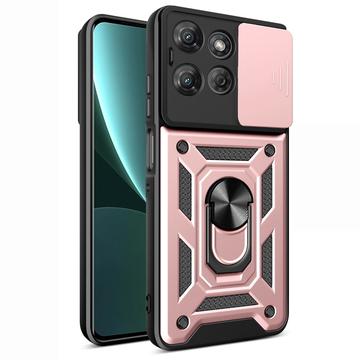 Motorola Moto G Power (2025) Pyörivä Rengashybridikotelo Kamerasuojalla - Ruusukulta
