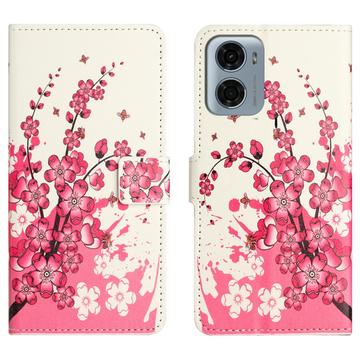 Motorola Moto G05/E15 Style Series Lompakkokotelo - Kirsikkapuun kukat