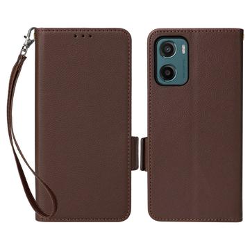 Motorola Moto G05/E15 Lompakkokotelo Magneettisella Sulkijalla - ruskea