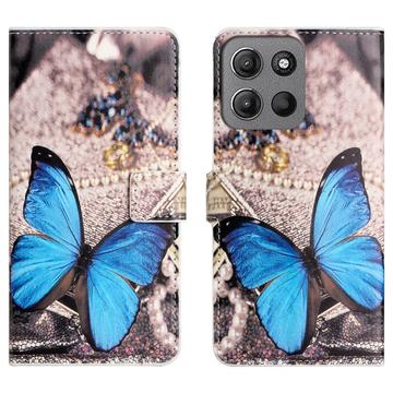 Motorola Moto G15/G15 Power Style Series Lompakkokotelo - Sininen Perhoset