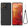 Motorola Moto G17 Power/G17/G15 Nestemäinen silikonikotelo käsihihnalla - Musta