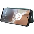 Motorola Moto G32 Flip Lompakkokotelo - Hiilikuitu