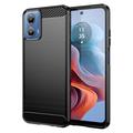 Motorola Moto G34 Harjattu TPU Suojakuori - Hiilikuitu