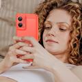 Motorola Moto G35 Harjattu TPU Suojakuori - Hiilikuitu - Punainen