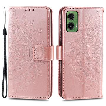 Motorola Moto G35 Mandala Series Lompakkokotelo - Ruusukulta
