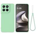 Motorola Moto G37/G37 Power/G47 Nestemäinen silikonikotelo käsihihnalla - Vihreä