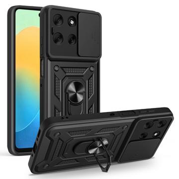 Motorola Moto G56 Pyörivä Rengashybridikotelo Kamerasuojalla - Musta